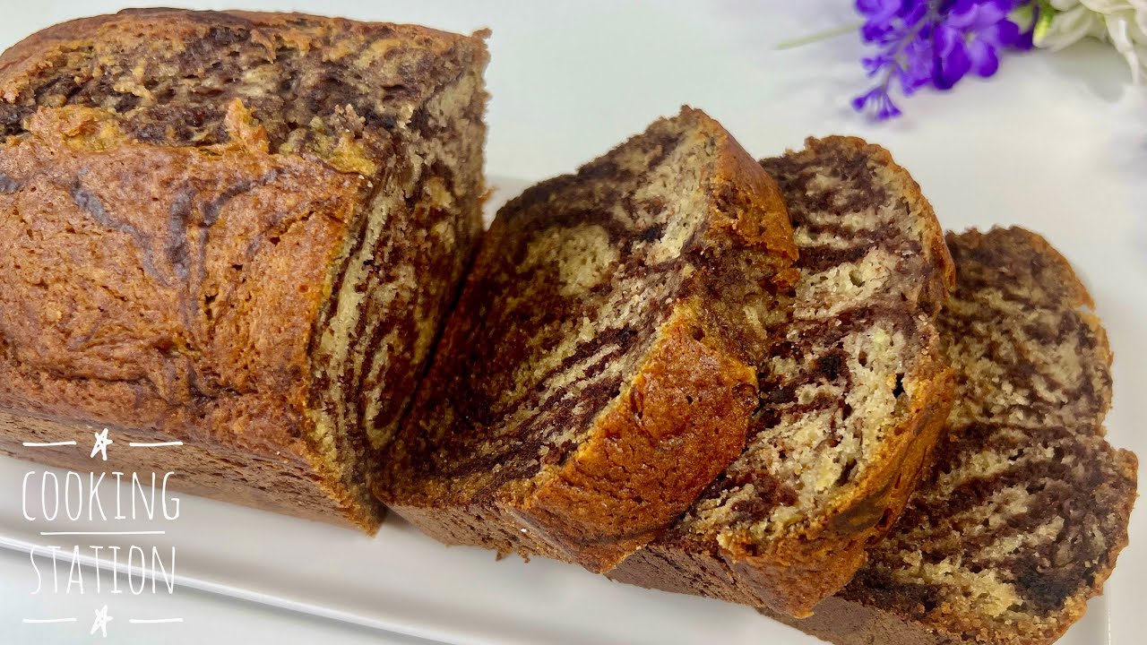 Влажный мраморно-банановый хлеб! Простой и вкусный рецепт