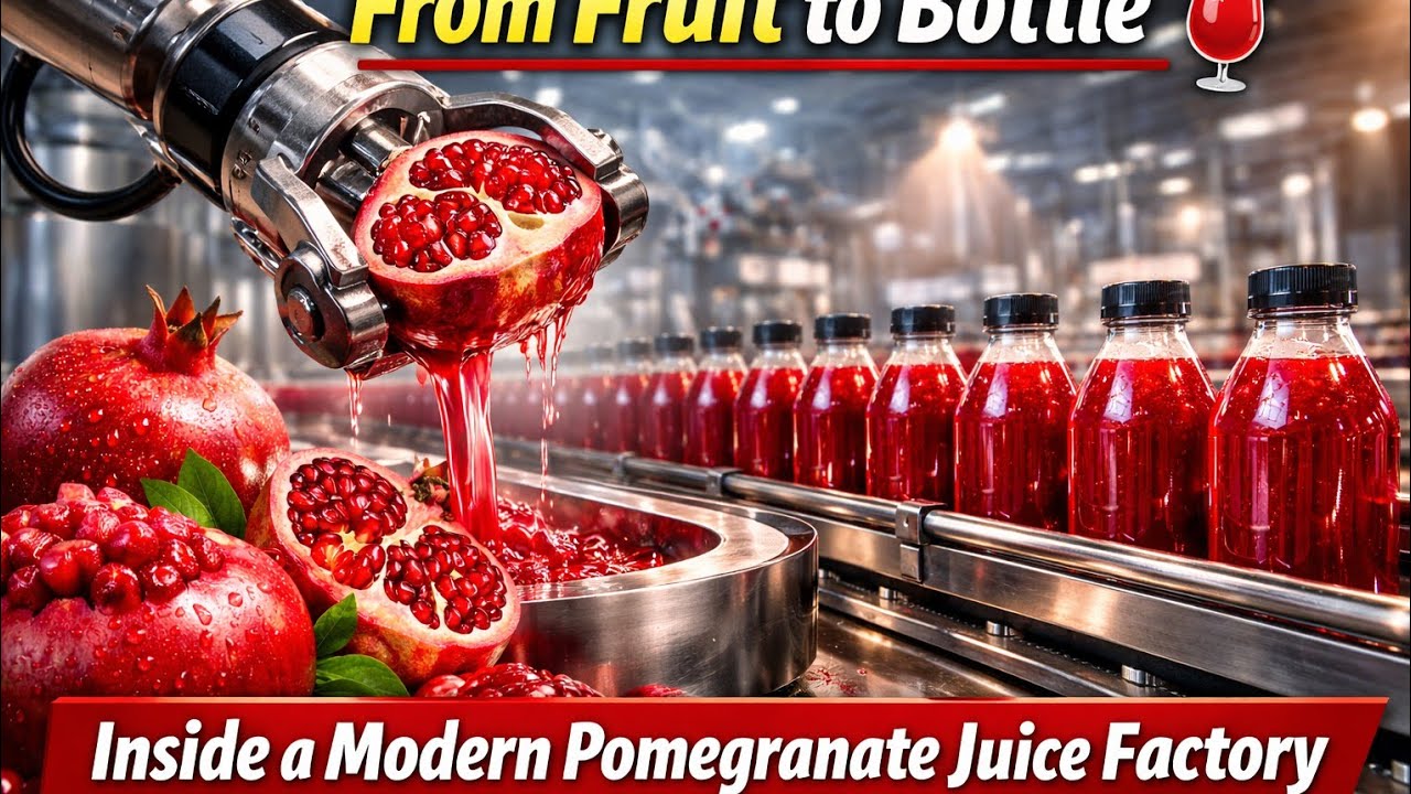 Inside A Factory: From Fresh Pomegranates Processed Into Premium Juice Bottles (Full Process)