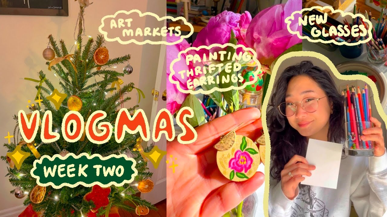 vlogmas 🎄 painting thrifted earrings, ceramic market and a little haul 🎁