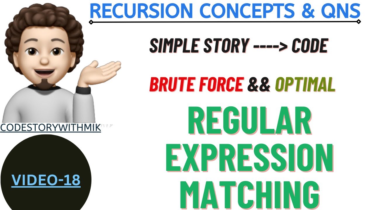 Regular Expression Matching | Brute Force | Optimal | Recursion Concepts And Questions