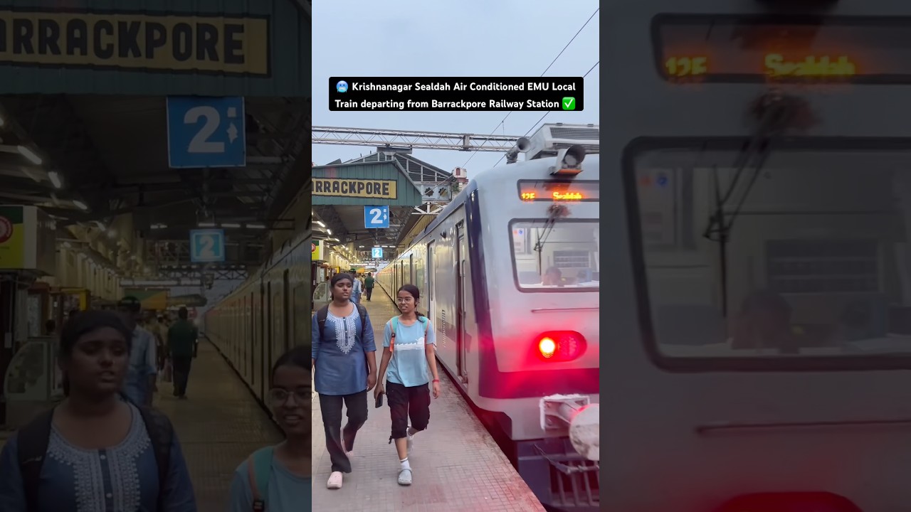 🥶 Пригородный поезд EMU Кришнанагар Силдах с кондиционером, отправляющийся с железнодорожного вок...