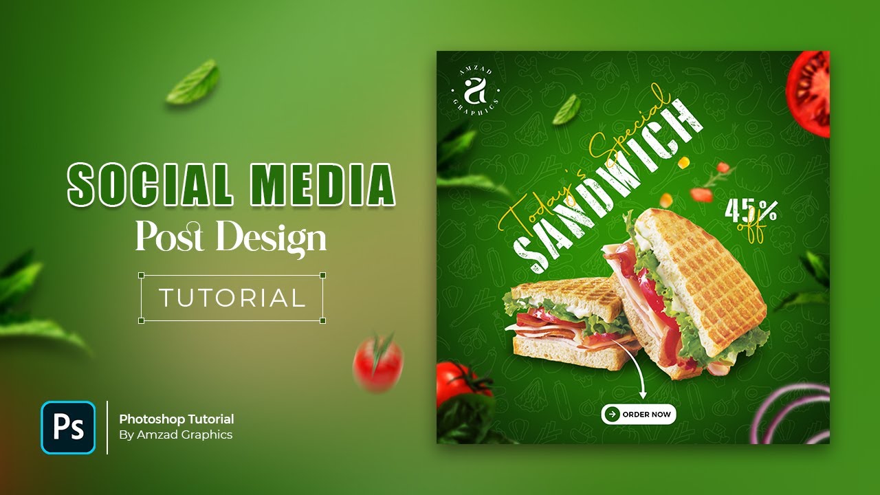 Today's Special Sandwich Social media Post Design in Photoshop | Photoshop Tutorial