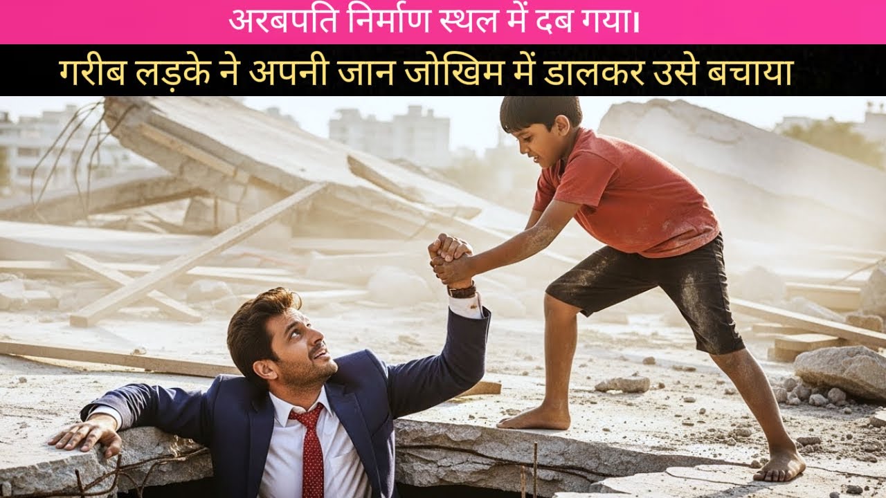 अरबपति निर्माण स्थल में दब गया — गरीब लड़के ने जान जोखिम में डालकर उसे बचाया।