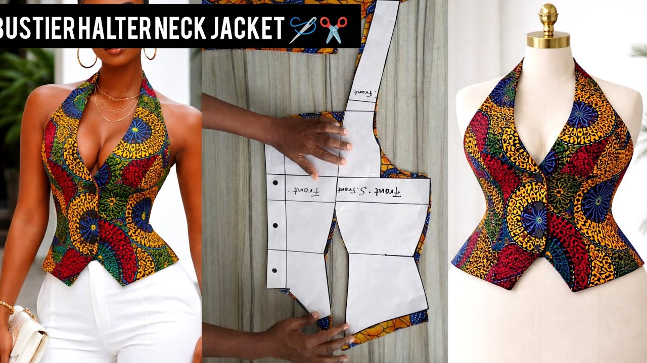 HOW TO SEW BUSTIER PATTERN HALTER NECK JACKET/WAISTCOAT 🧵📏🪡✂️