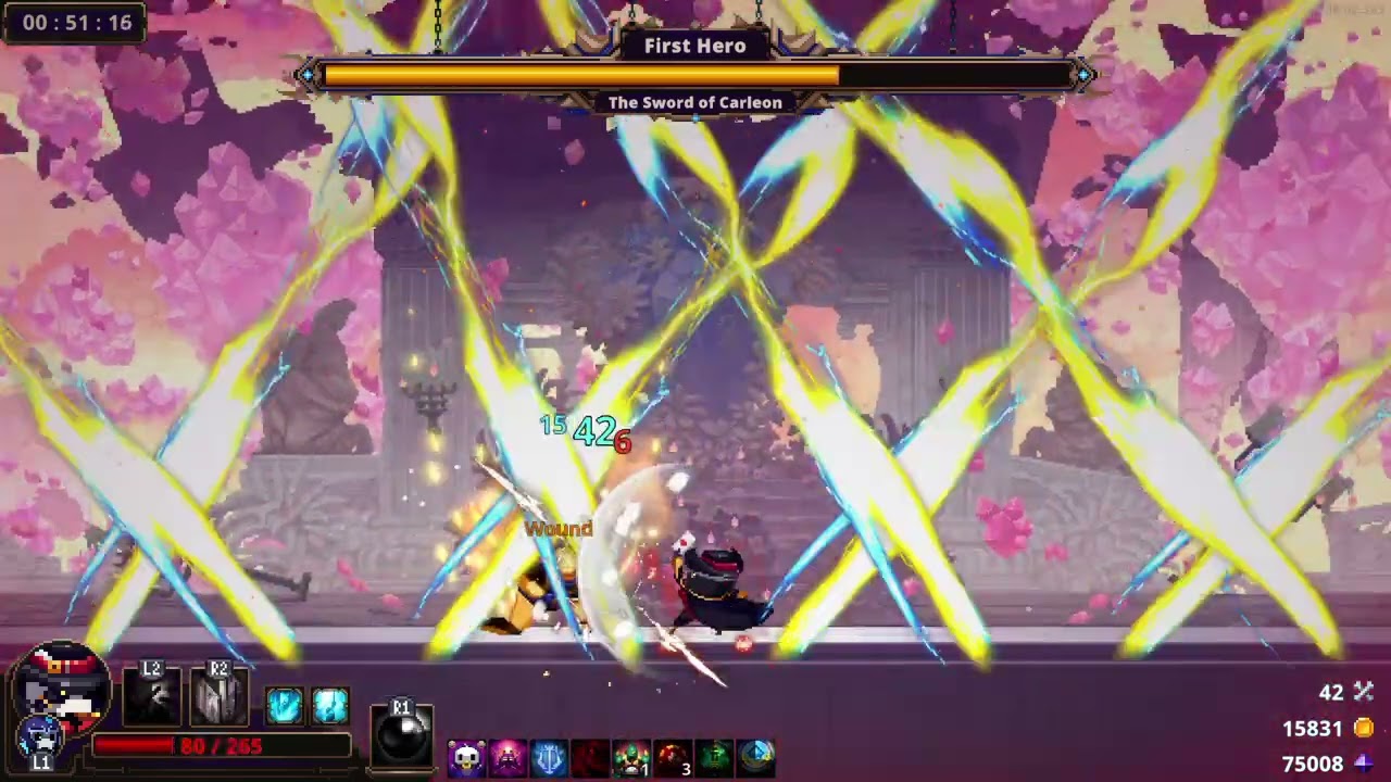 Destroying skul first hero (i let him hit me trust)