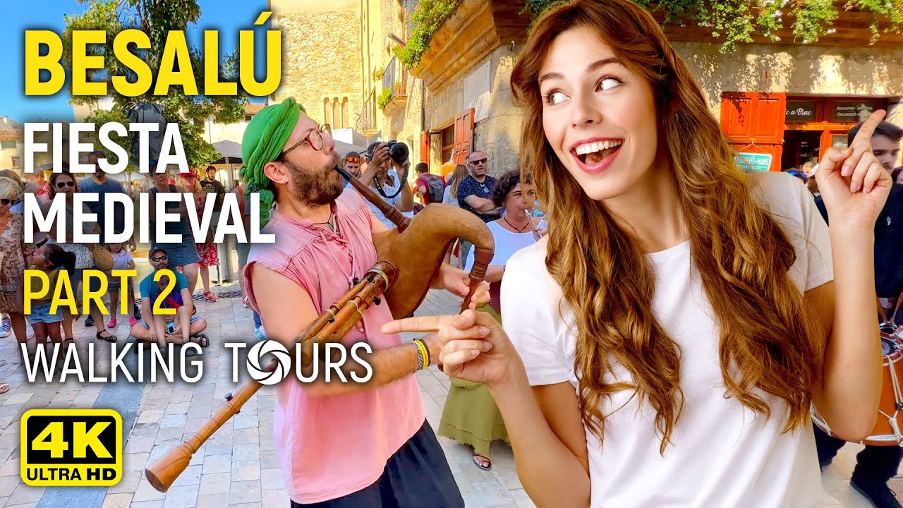 4K Besalú (Catalonia, Spain) Fiesta Medieval Walking Tour • Part 2 • August 2022