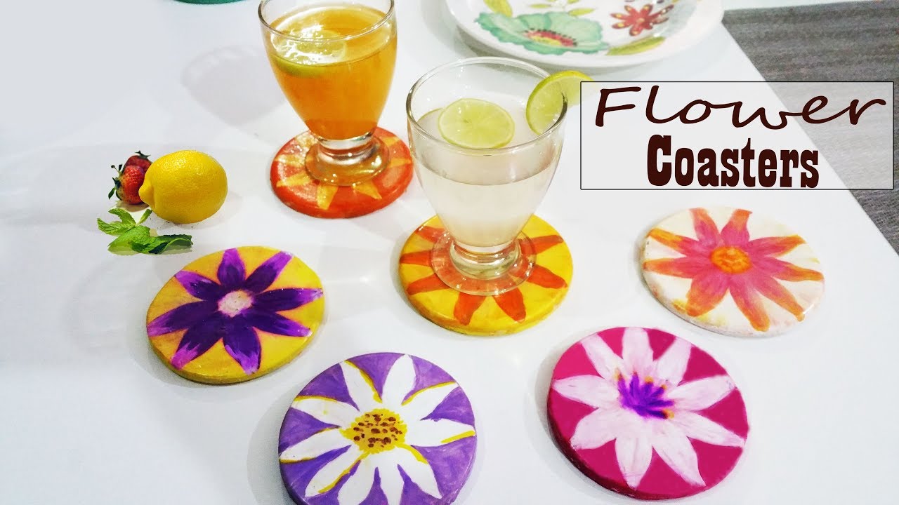 Plaster of Paris craft flower coaster
