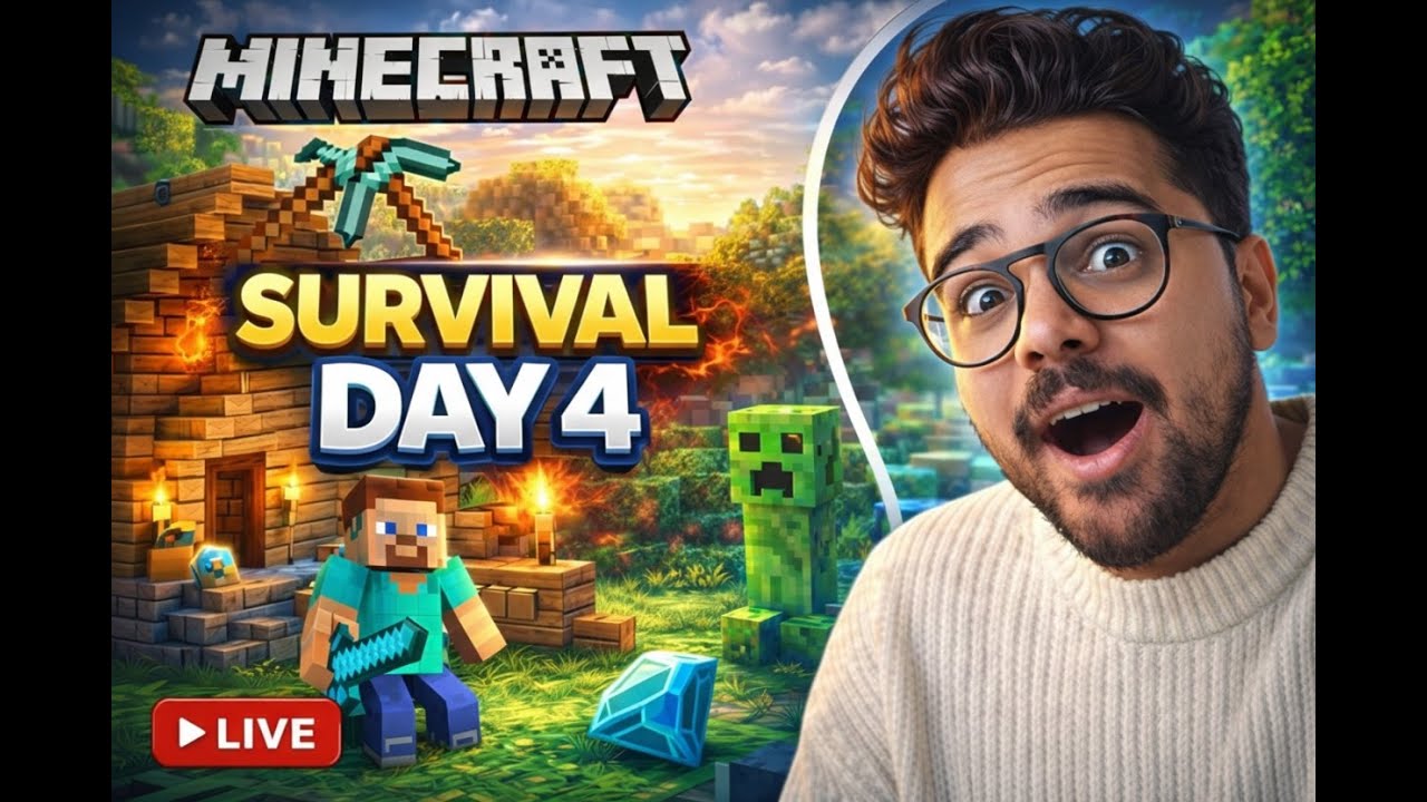 Minecraft Live Stream Day 4 🔥 Survival World Progress | Hindi Gameplay