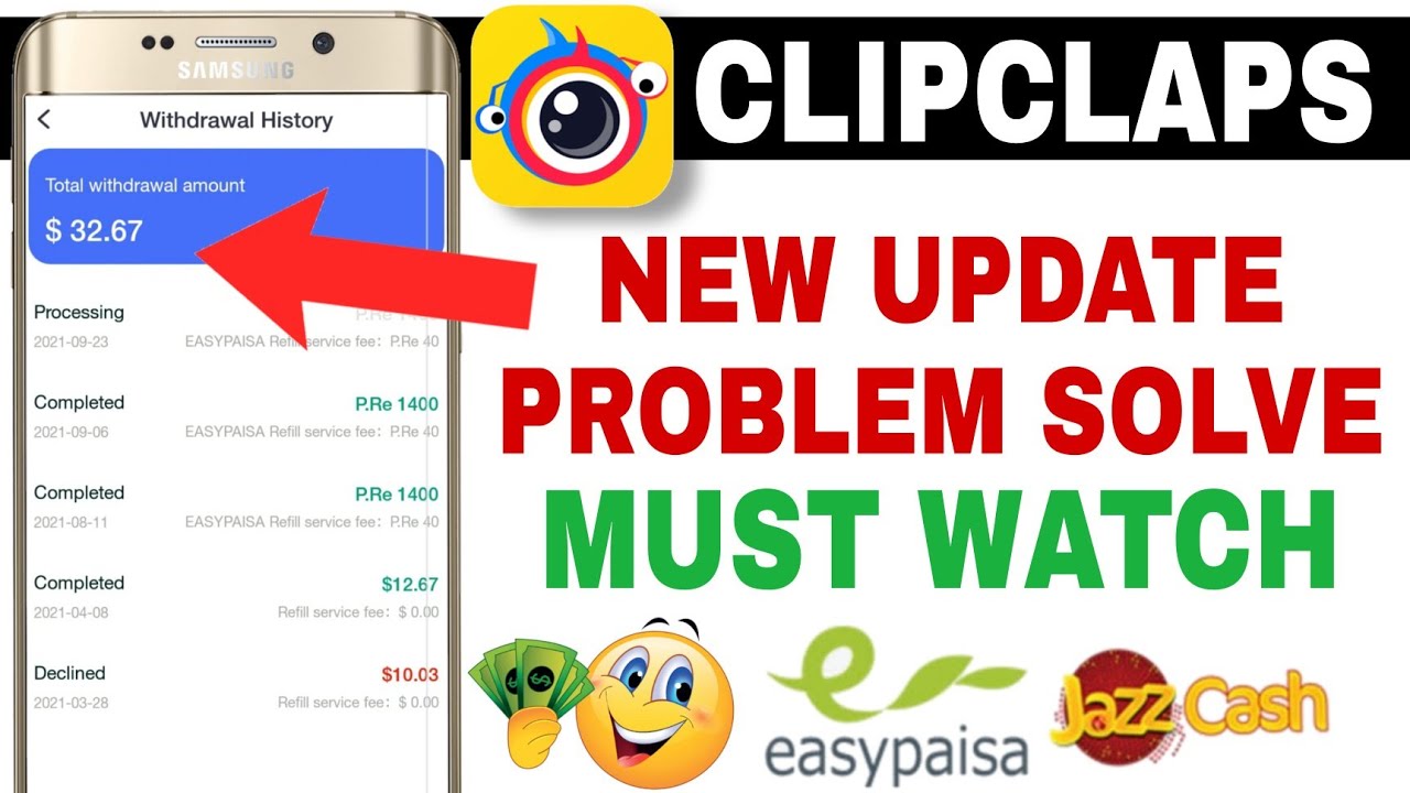 Clipclaps New Update All Problem Solved | Clipclaps Withdraw Declined | Withdraw Easypaise Jazzcash