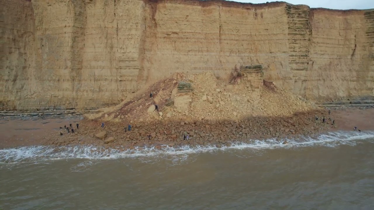 4k drone footage. West Bay Rockfall