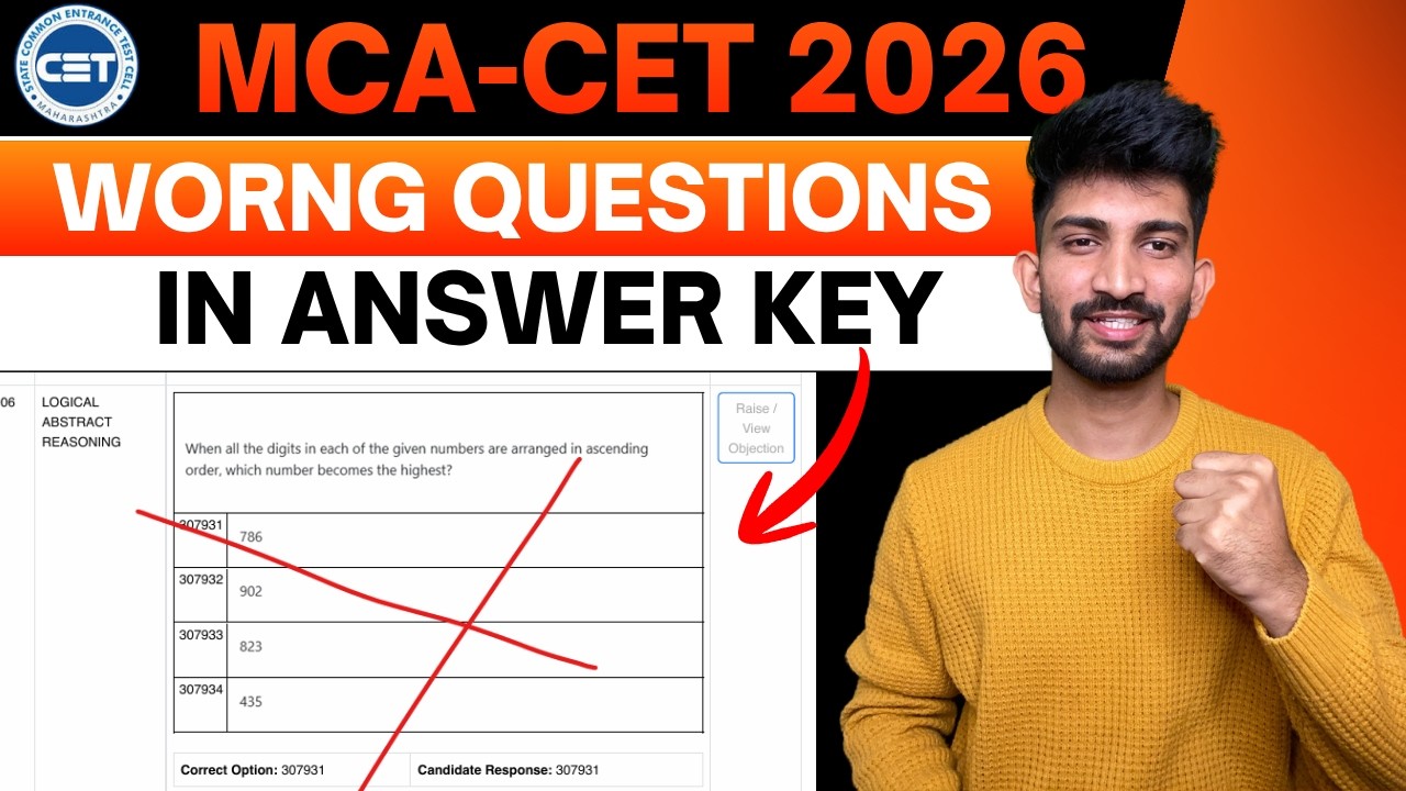 Mca cet Answer Key Wrong Questions 2026 | Mca cet Answer Key 2026