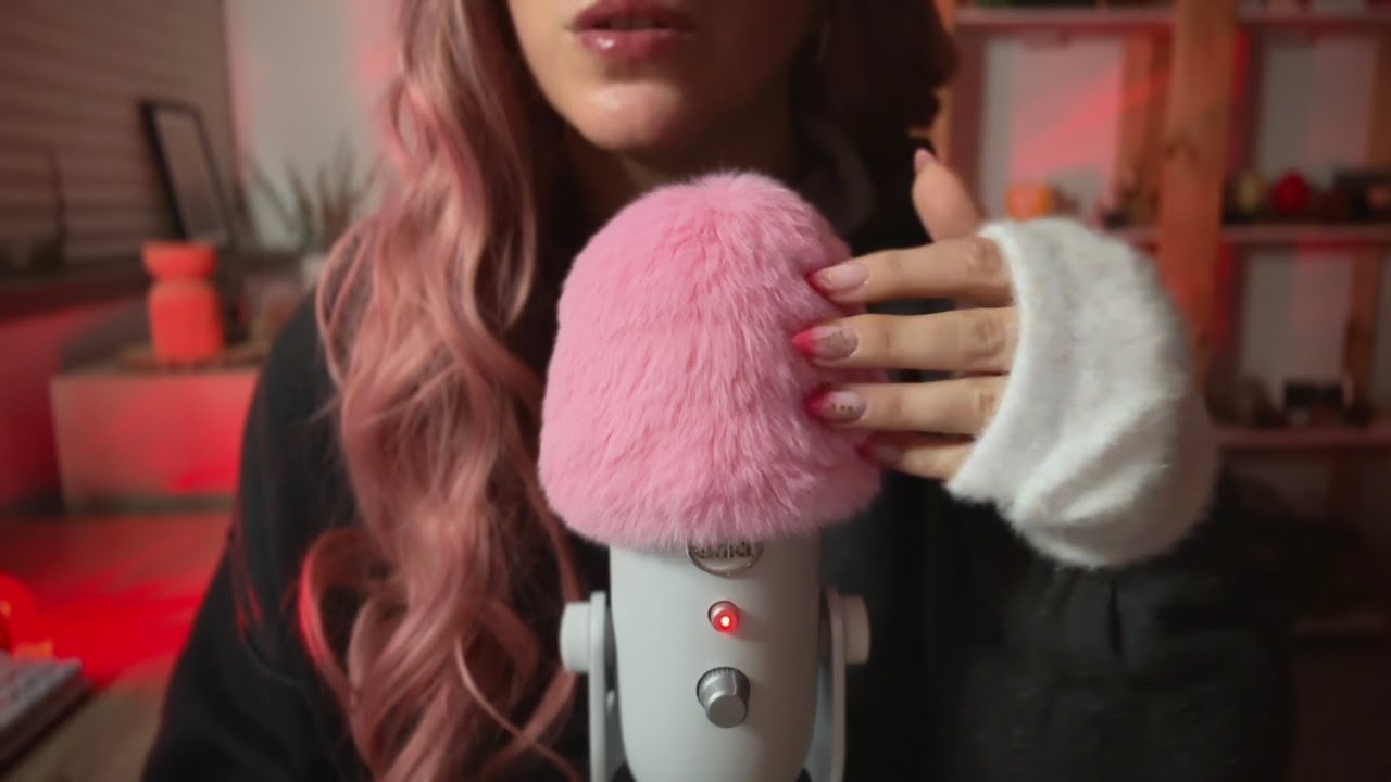 asmr slow mouth sounds & gentle mic fluffy sounds (no talking)
