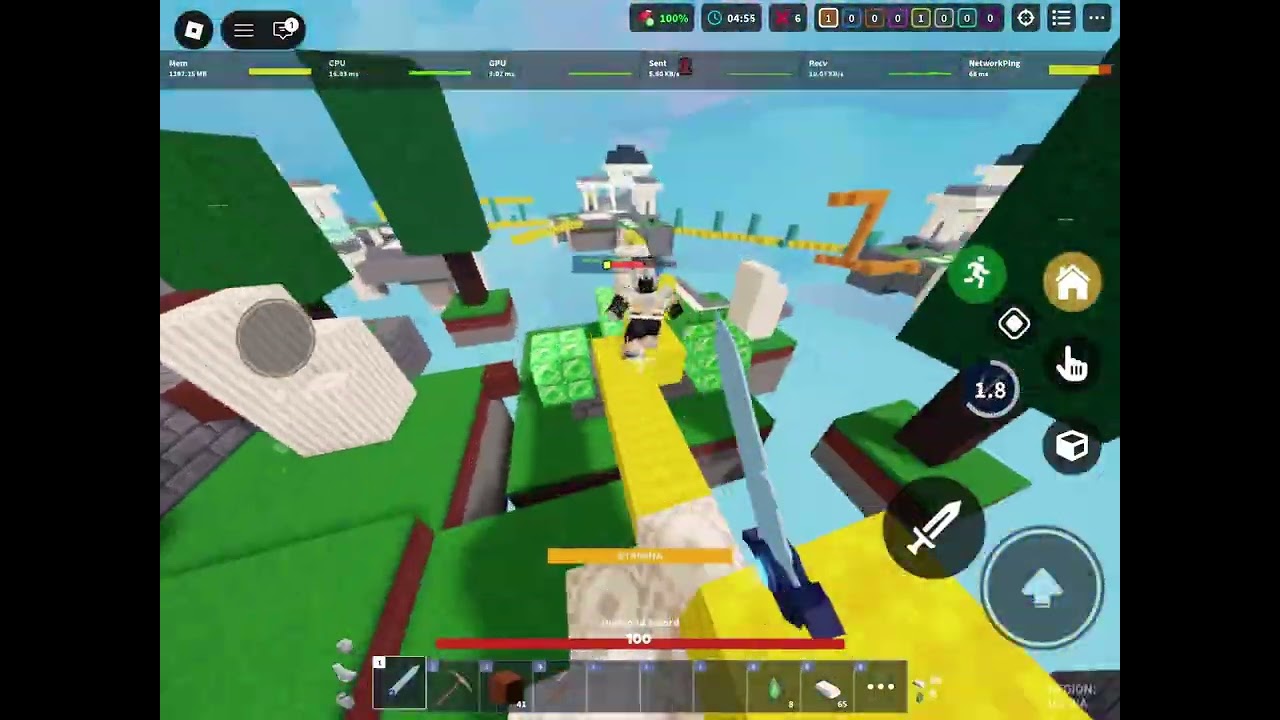 today i played with the yamini kit (roblox bedwars)