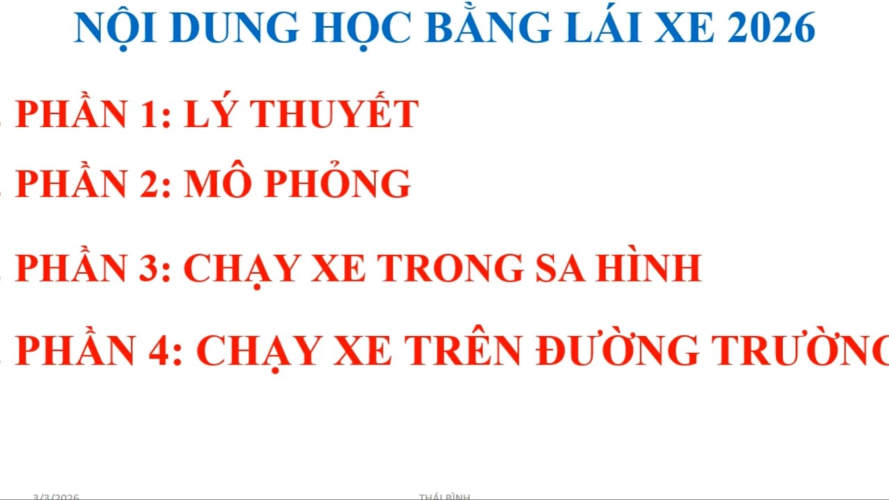 CẤU TRÚC ĐỀ THI LÝ THUYẾT SÁT HẠCH BẰNG LÁI XE 2026