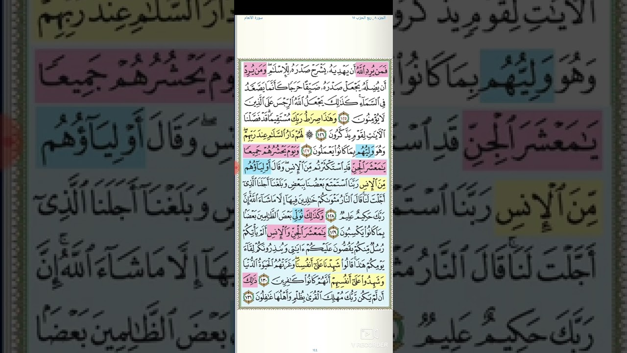 تثبيت وتربيط سورة الأنعام الربع الثامن  ( لهم دار السلام )