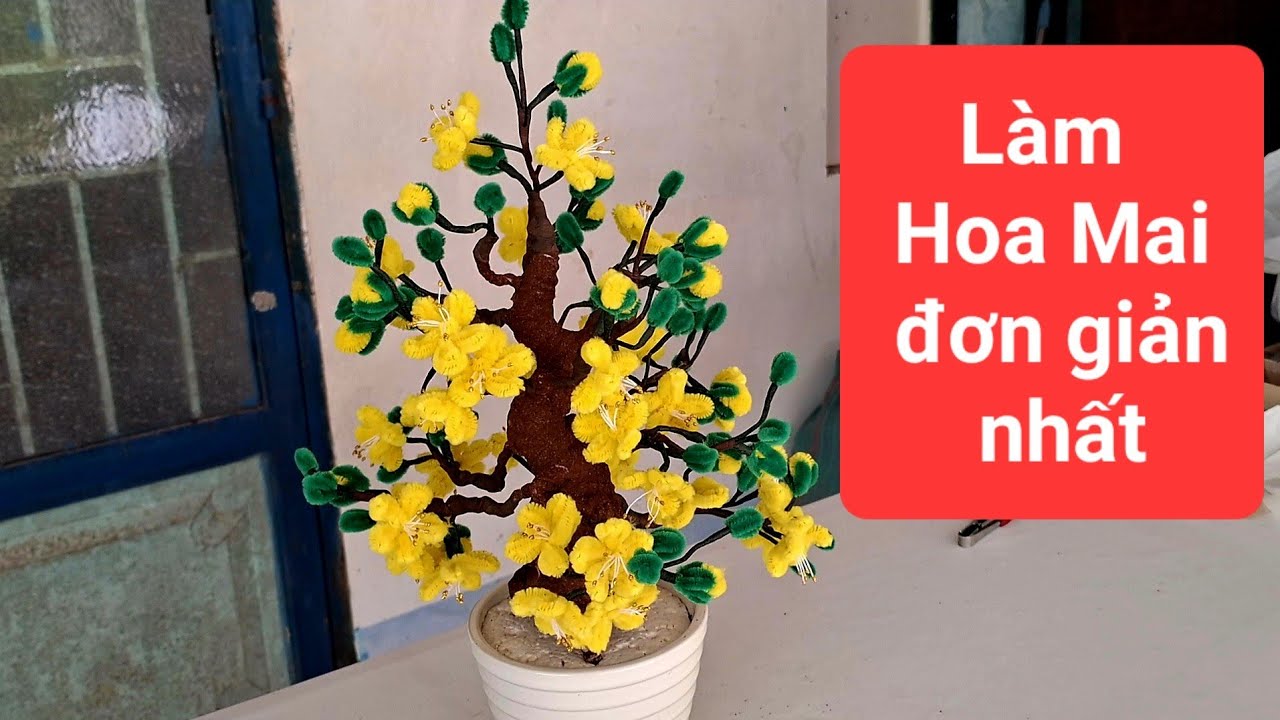 Hướng dẫn làm HOA MAI bằng kẽm nhung đơn giản nhất/ làm hoa trang trí tết.