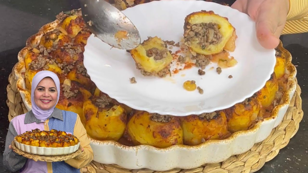 صينيه بطاطس محشيه لحمه مفرومه الله علي جمالها وحلاوتها 😍♥️