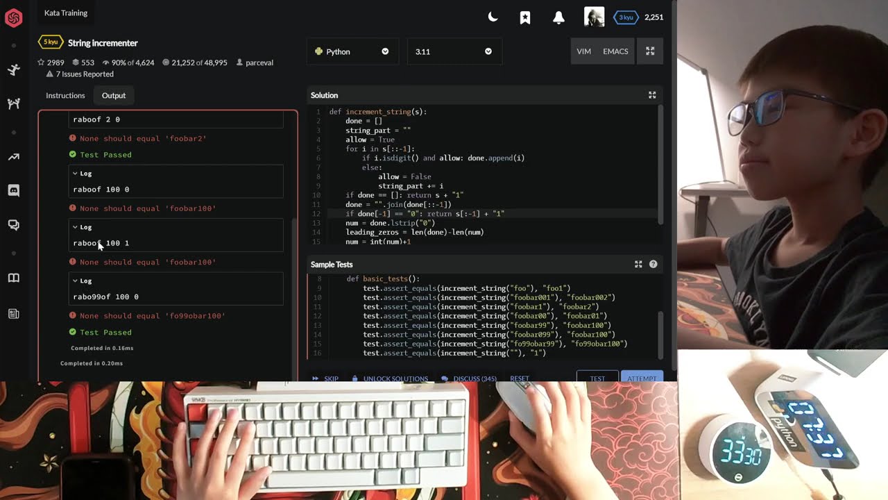 Codewars | Python | HHKB keyboard | 40 min real time | no talking | EP-58