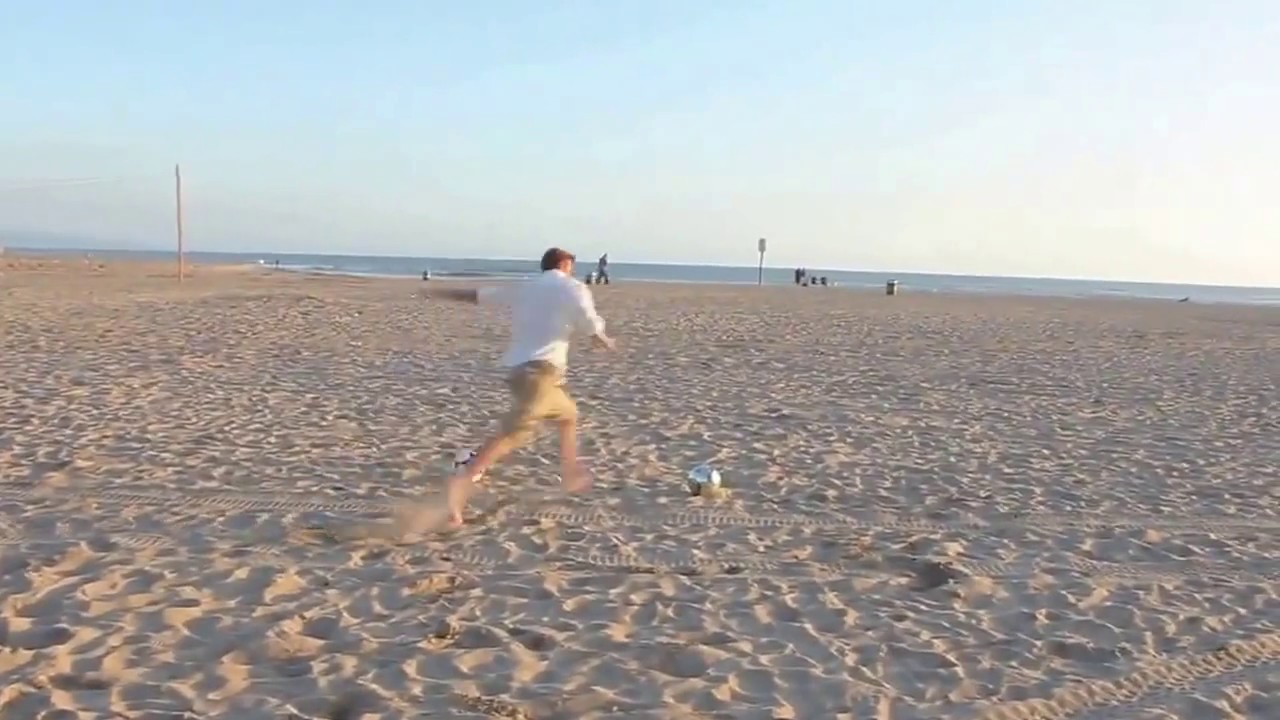 Awesome David Beckham kicking balls straight into trash cans...