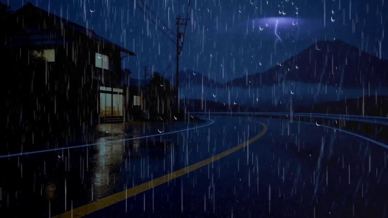 Soft Morning Rain Sounds on an Empty Road Near a Cozy House for Relaxing Morning Mood