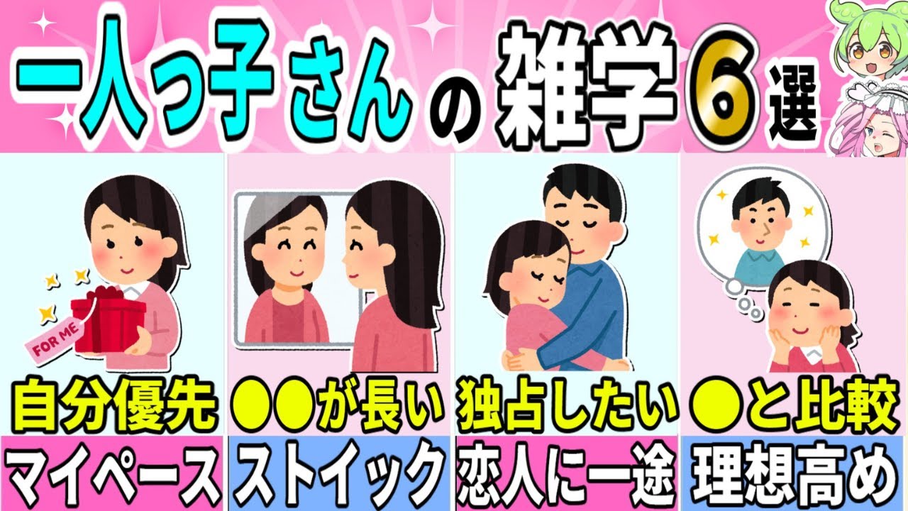 【再投稿】【生まれ順】一人っ子あるある｜基本性格・恋愛傾向【ずんだもん】【解説】