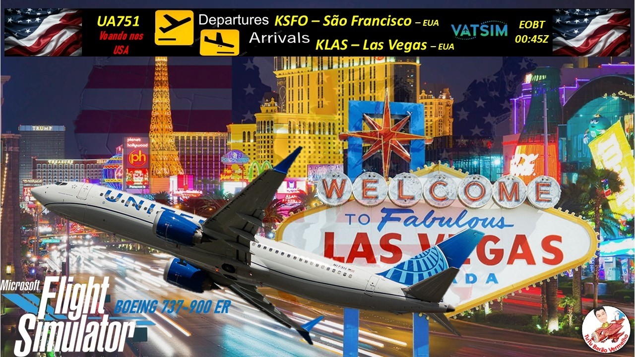 MFS20 |VOO COMPLETO| ONLINE |VATSIM| IFR |UAL795| B739ER |KSFO-KLAS|VOANDO NOS USA|FULL IFR|