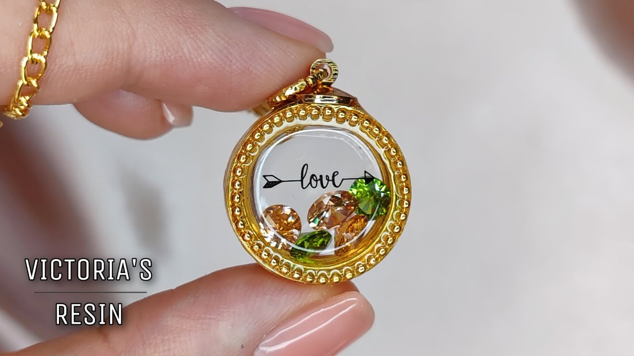 DIY UV resin Shaker locket necklace LOVE for beginners without mold