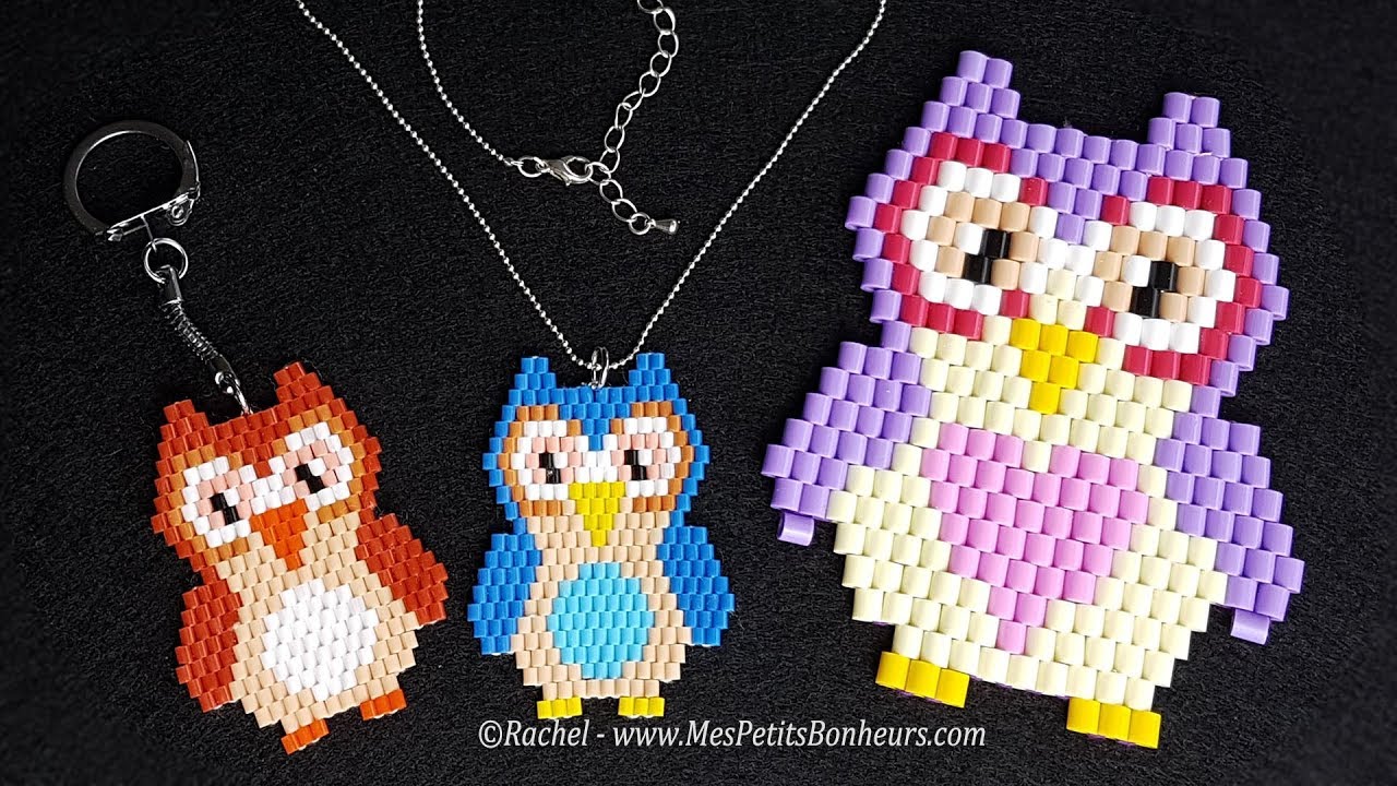 DIY Chouettes en perles à repasser - Tissage Brick Stitch (point de brique) - TUTO
