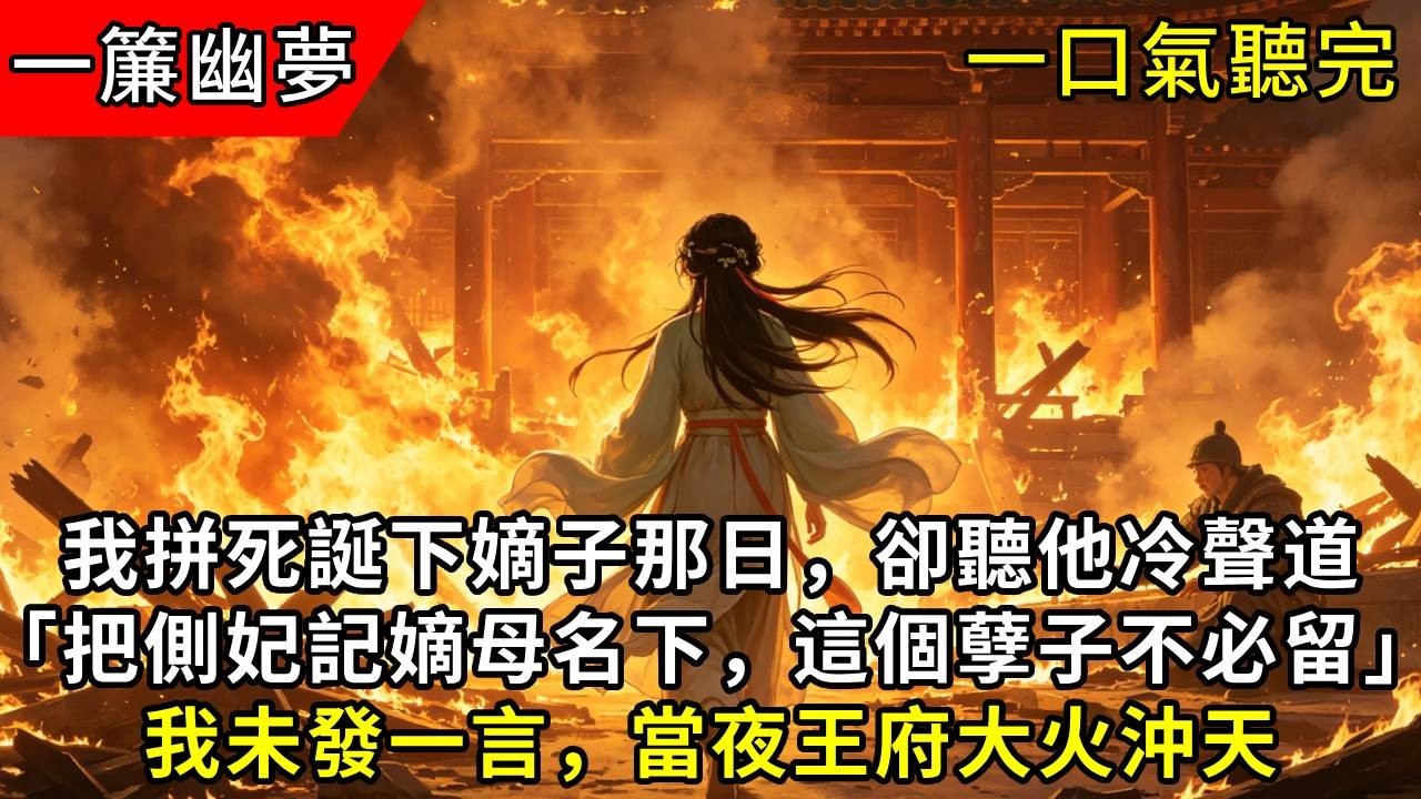 我拼死誕下嫡子那日，卻聽他冷聲道「把側妃記嫡母名下，這個孽子不必留」我未發一言，當夜王府大火沖天#小说