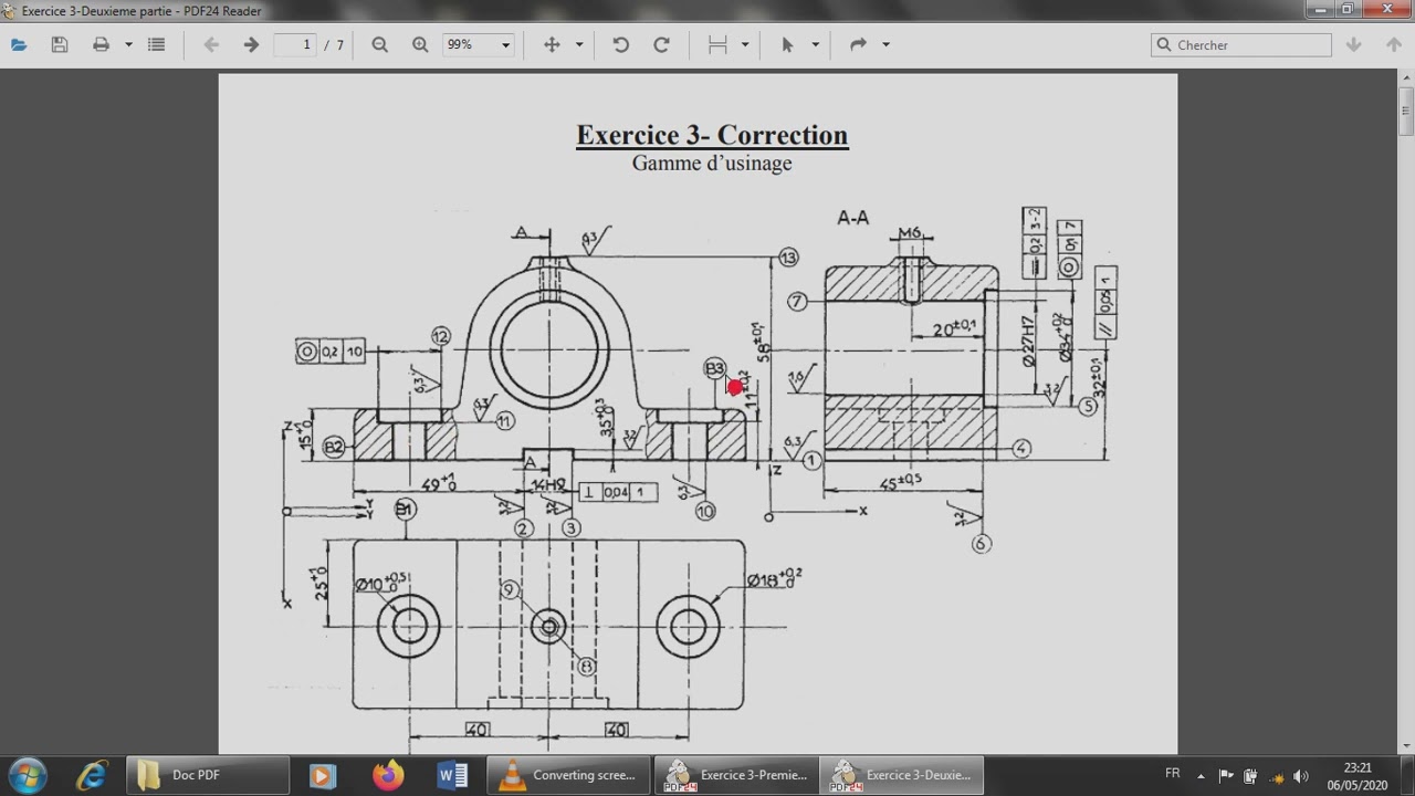 Exercice 3: Gamme d'usinage- Partie3
