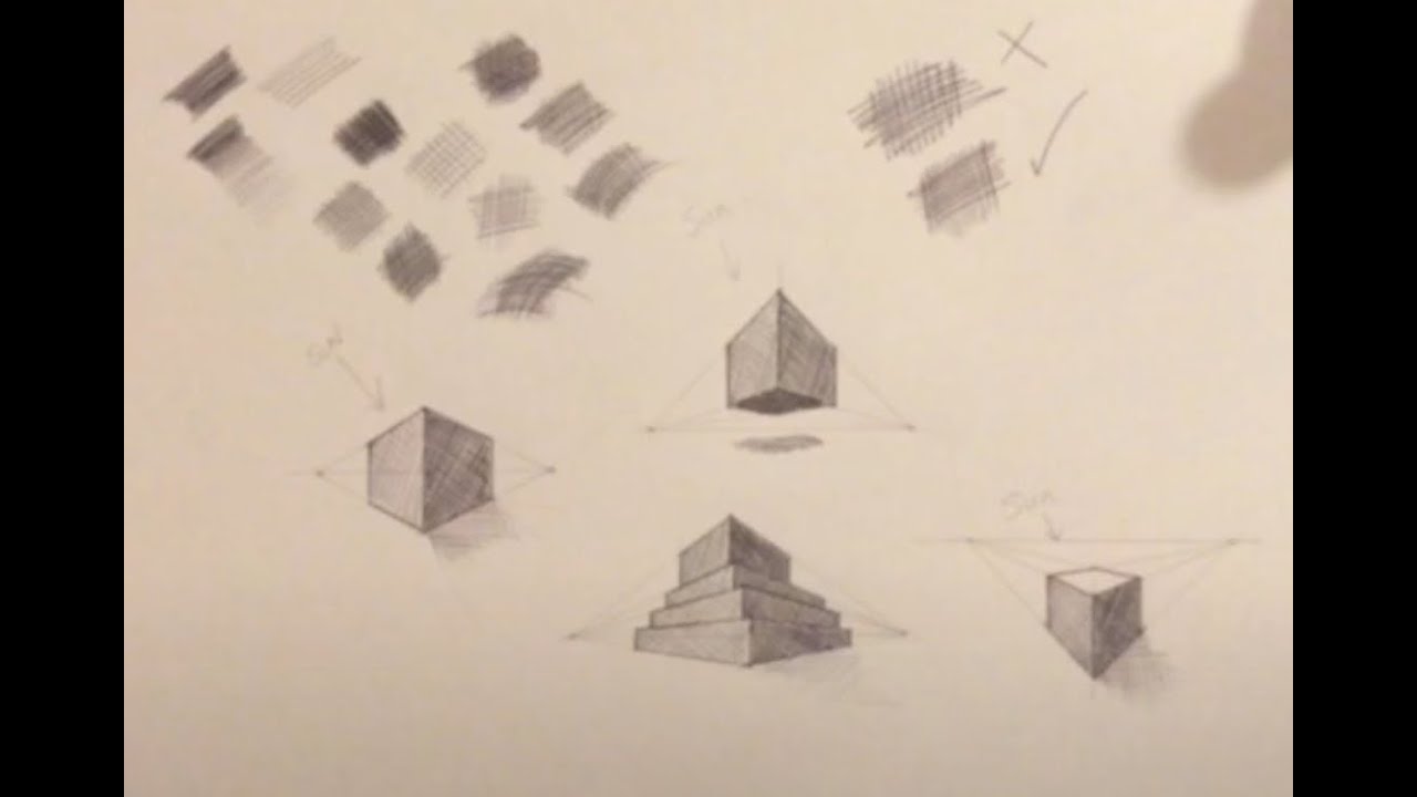Perspective and cross hatching cubes