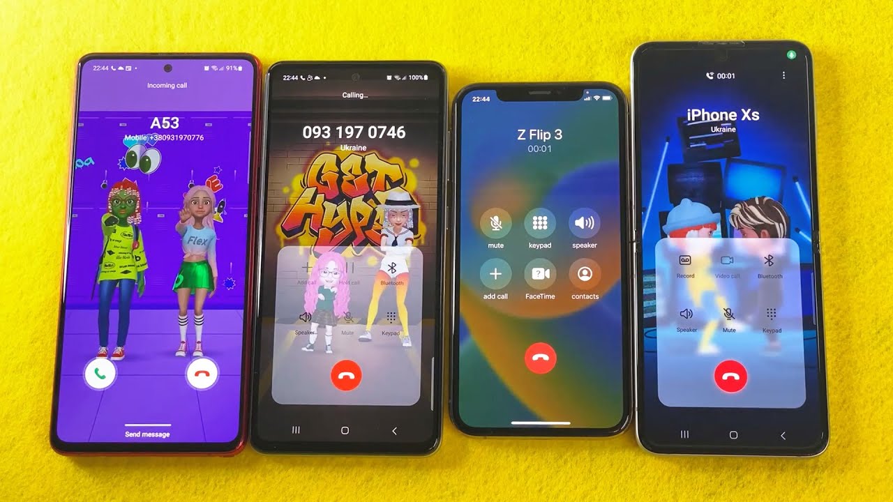 iPhone XS vs Samsung Galaxy A52s vs Note 10 lite vs Z Flip 3 Incoming & Outgoing call at same time