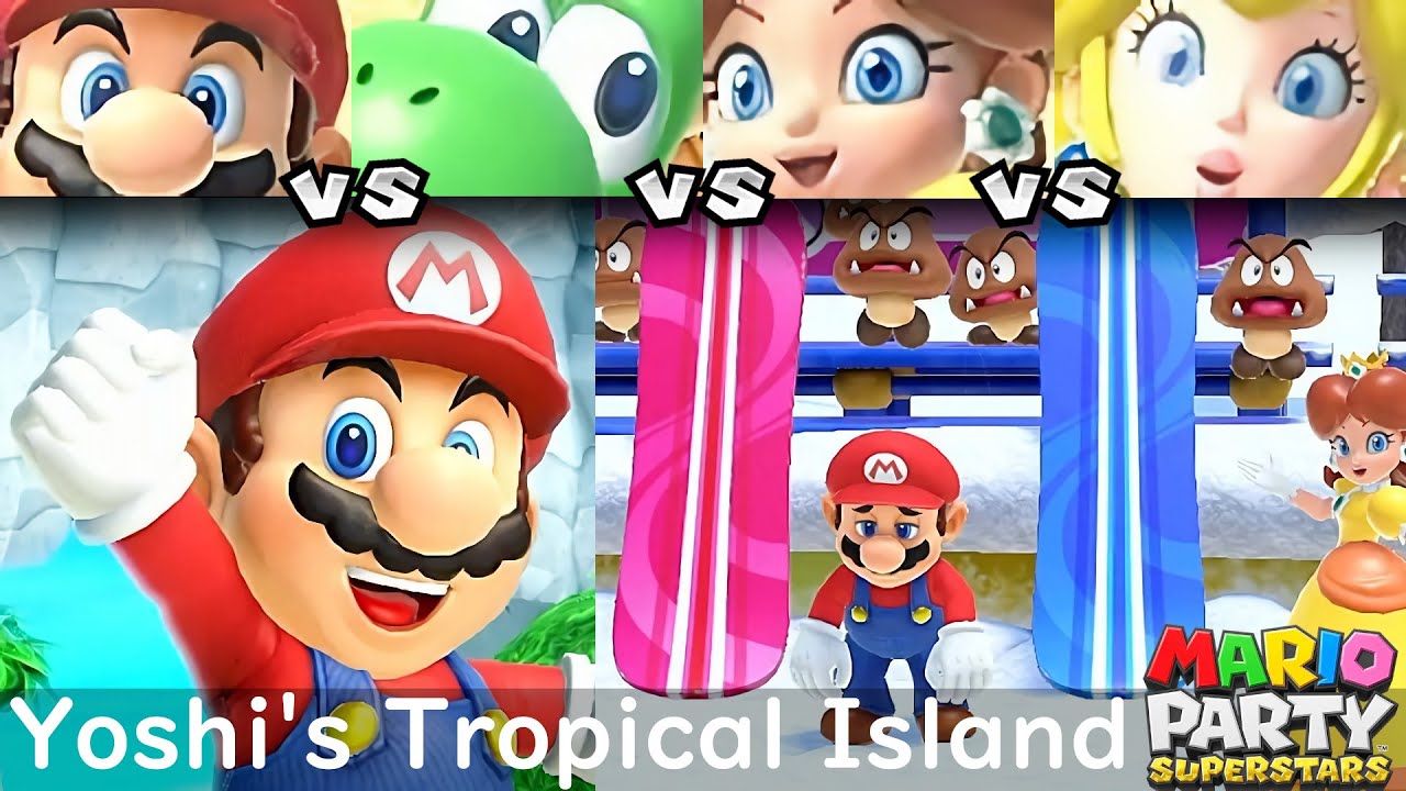 Mario Party Super Stars Mario vs Yoshi vs Daisy vs Peach in Yoshi's Tropical Island