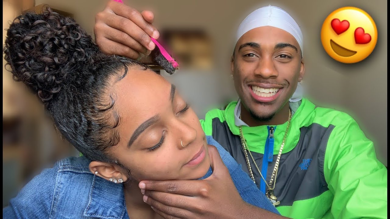 BOYFRIEND DOES GIRLFRIENDS EDGES AND EYEBROWS