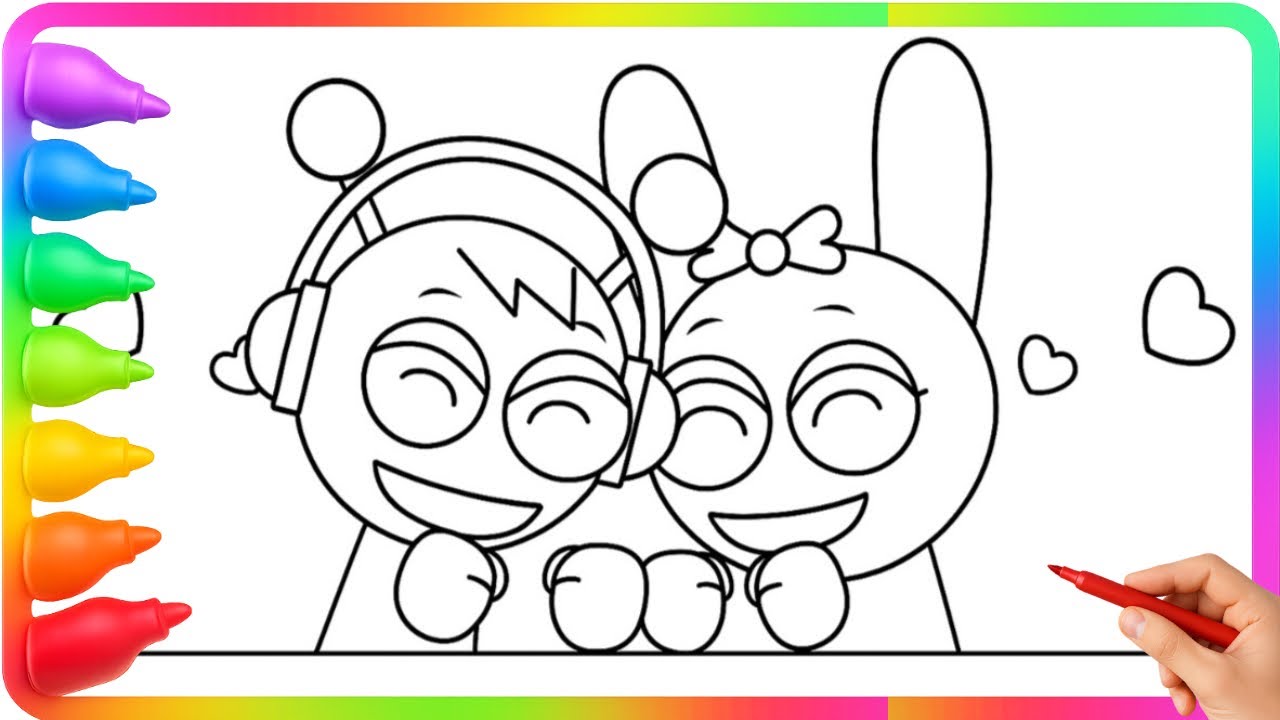 INCREDIBOX SPRUNKI 🧡🩷Oddly Satisfying Coloring🩷🧡OREN and PINKI in LOVE 🧡🩷#coloring #art#sprunki