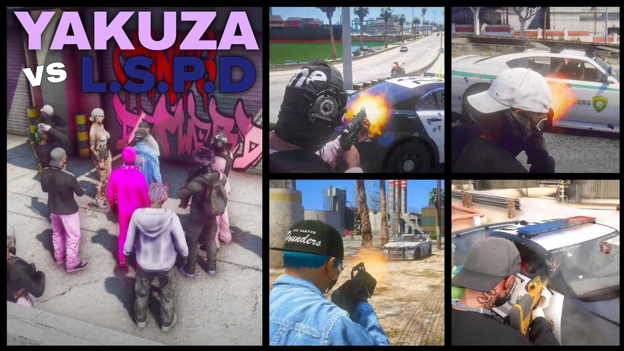SECUESTRO, CHOQUES, CONFUSIONES Y DISPAROS | Young Yakuza vs. L.S.P.D [SMG] | DovuxLife +18