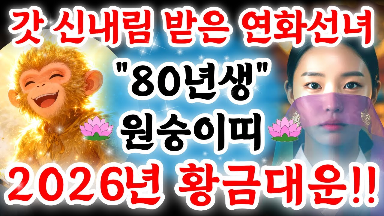 [🐵80년생 원숭이띠] 이 영상을 놓치면 '황금대운' 이란 없습니다│안 보면 무조건 손해 (충격주의)│갓 신내림 받은 연화선녀 신점