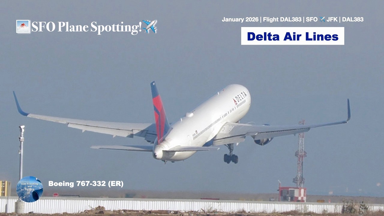 🇺🇸 Delta Air Lines Boeing 767-332 (ER) Takeoff | SFO ✈️ JFK | January 2026 #planespotting #boeing
