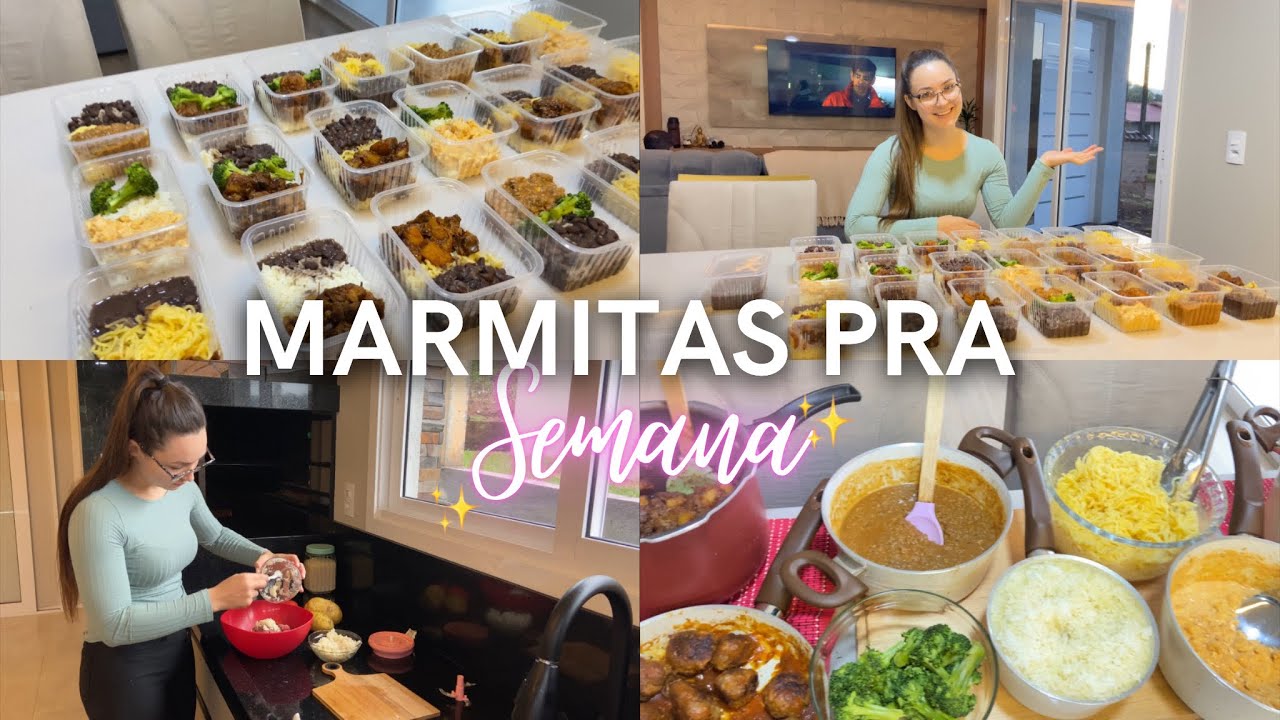 PREPARANDO MARMITAS PARA A SEMANA | comida caseira e cardápio variado VEM COMIGO 👩🏻‍🍳✨