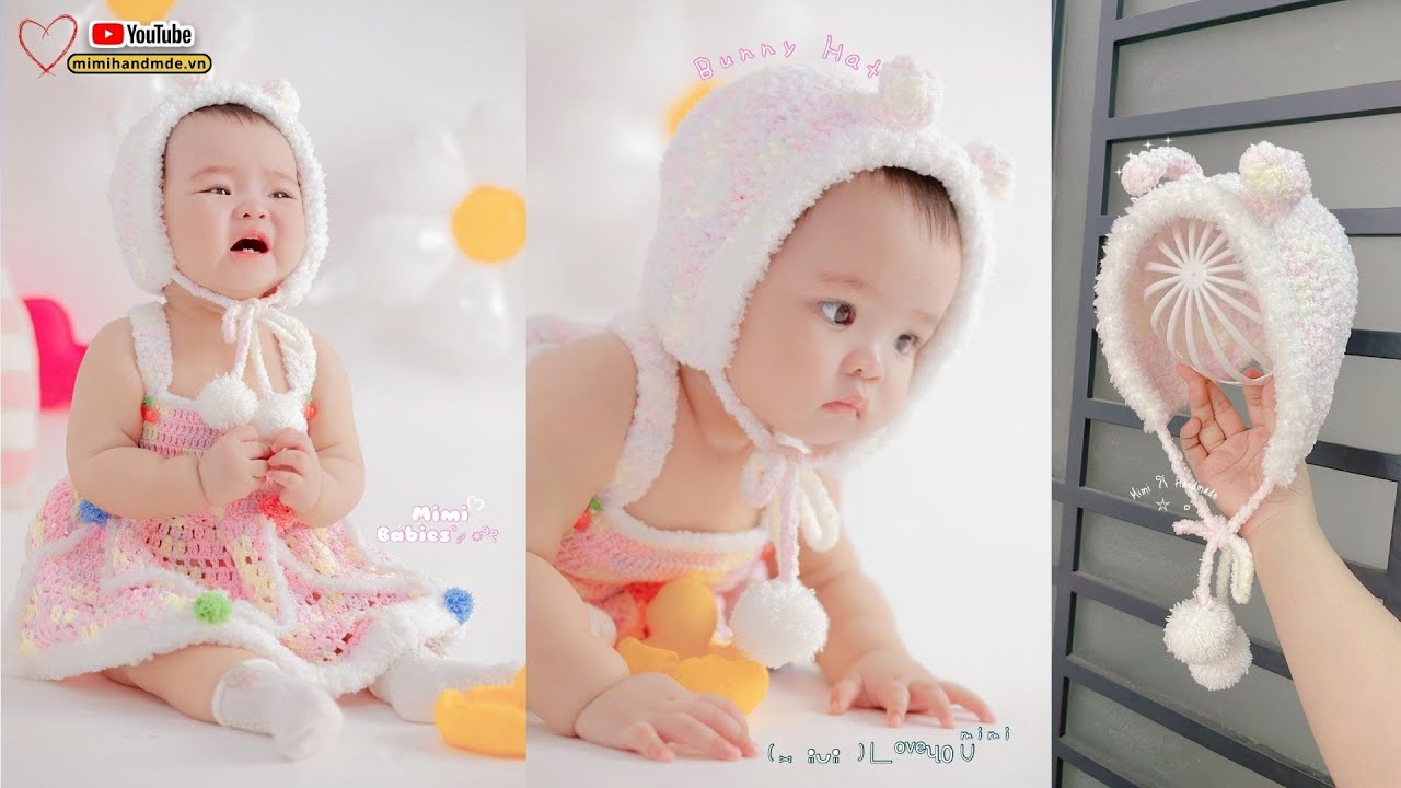 Hướng Dẫn Móc Mũ Candy Thỏ Allsize Chi Tiết 💝 Crochet Candy Hat | Mimi Handmade