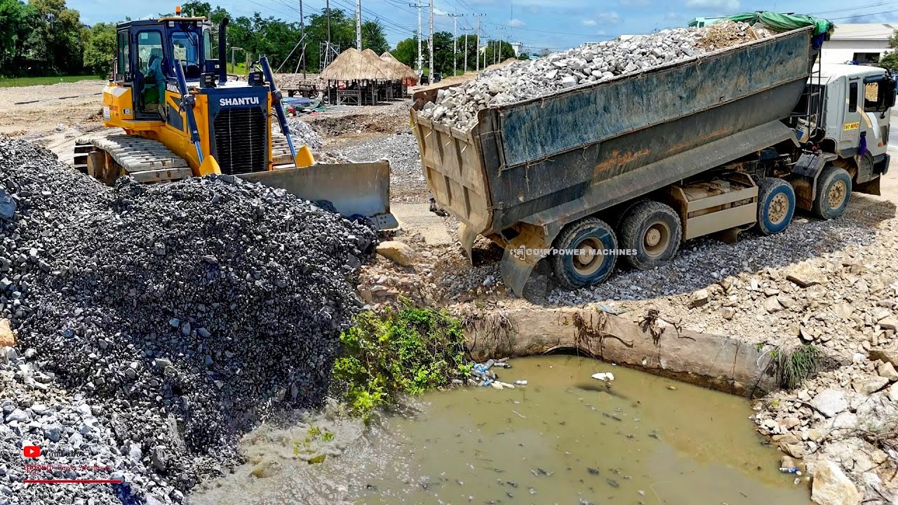 Levels New In Project! Water Canal Has Been Deleted for Install a Sewer With Dozer + Trucks Dumping