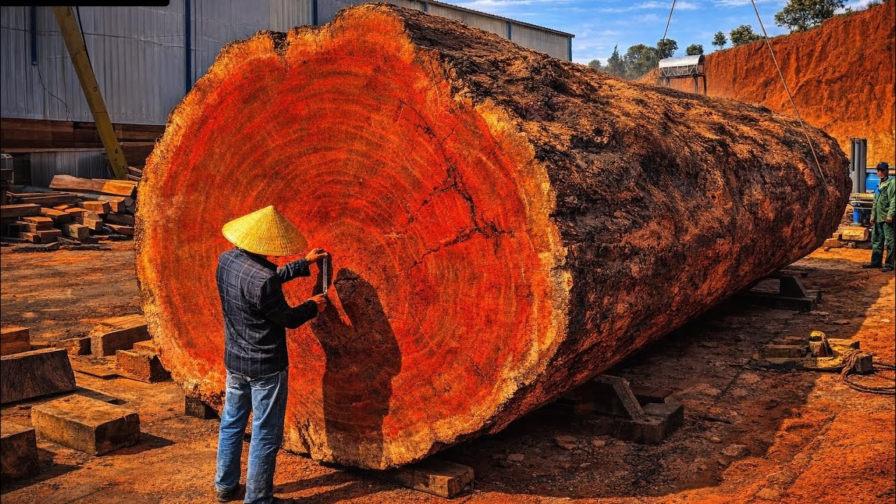 You Won’t Believe How Huge This Tree Trunk Is! Giant Sawmill Log