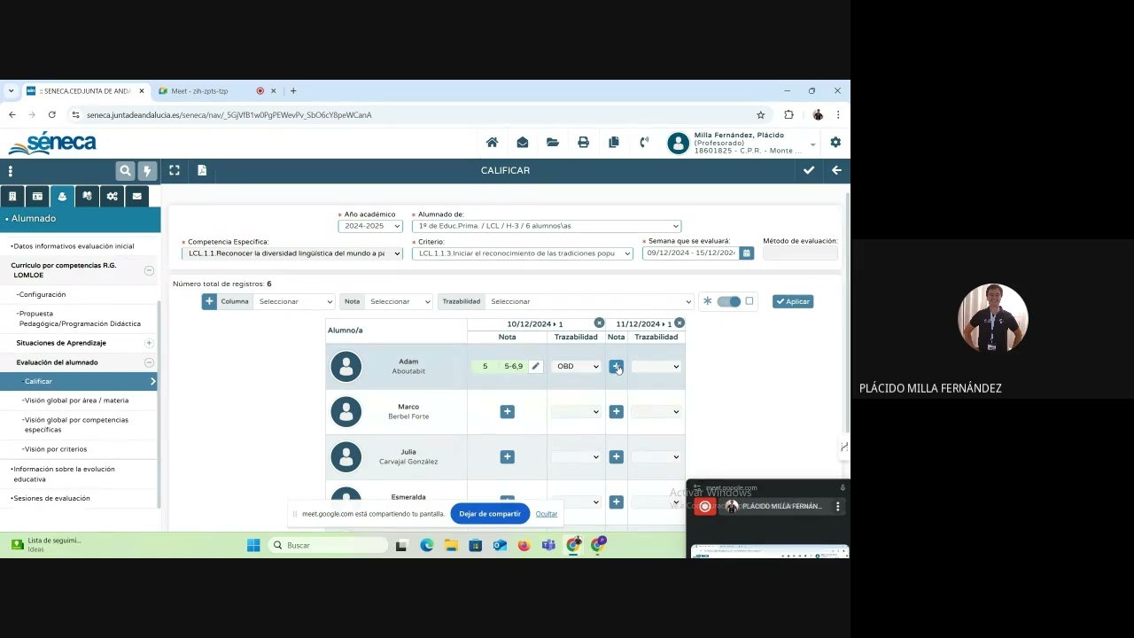 Tutorial para calificar los criterios de evaluación en Séneca