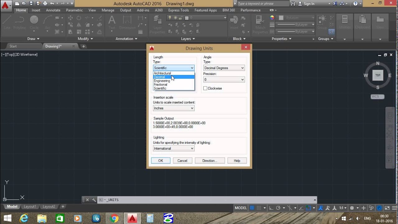 How to set units in Autocad