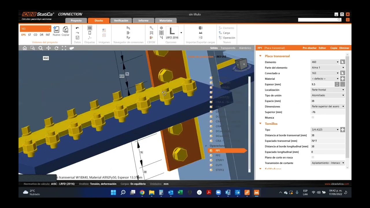 Diseño de unión de estructura metálica en ETABS con IDEA STATICA ‐ 01/01
