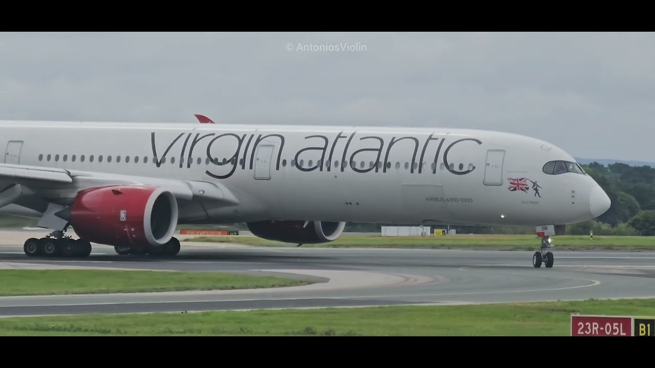 Stunning Virgin Atlantic A350-1000 Landing Followed by Taxi-In