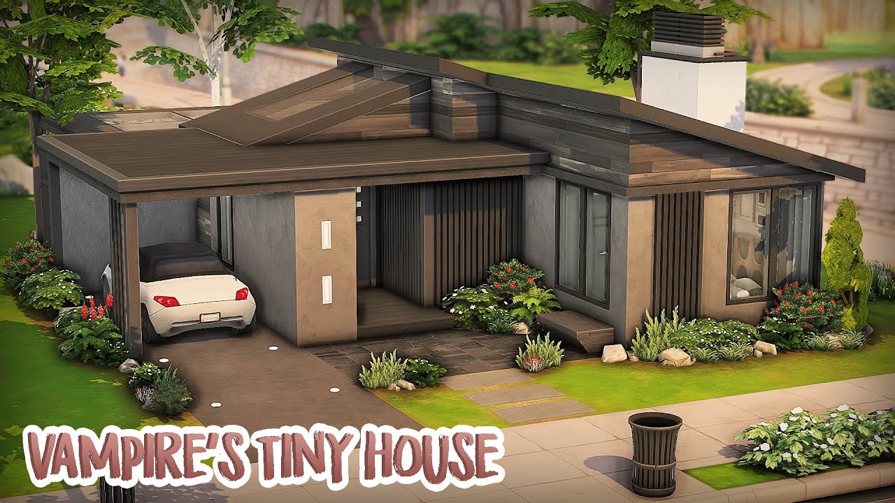 Modern Vampire's Tiny House (and secret lair) 🧛🏻‍♀️🦇 | The Sims 4 Speed Build