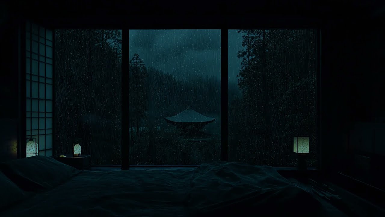 Soothing Quiet Garden Rain (No Ads) 🌧 | Dark Room Ambience for Deep Sleep & Calm