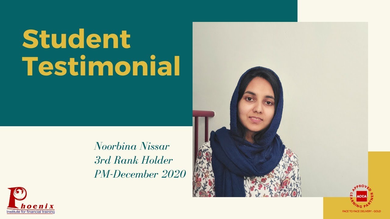 Student Testimonial- Noorbina Nissar ACCA All India 3rd Rank holder PM December 2020