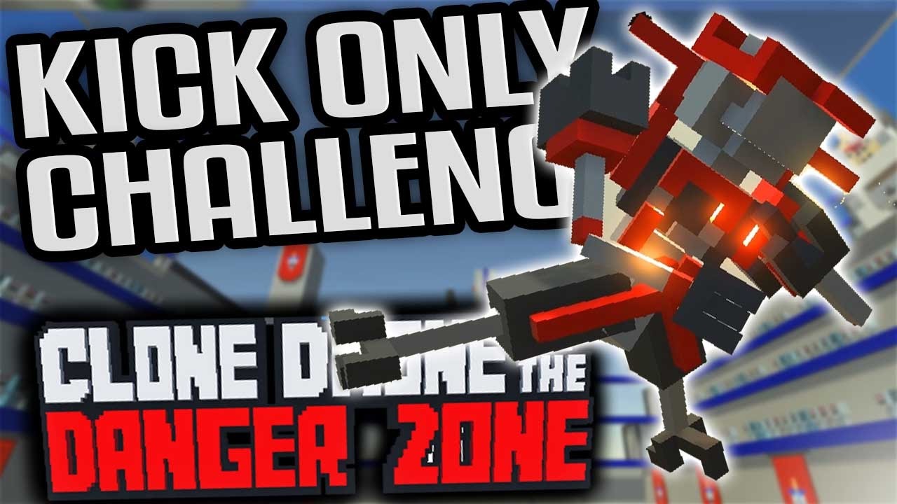 Clone Drone in the Danger Zone Update -  Power Kick Unlock (Clone Drone Kick Only Challenge Gameplay